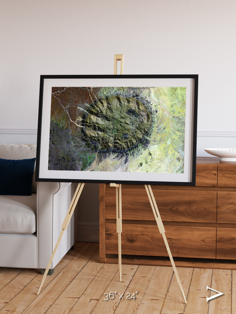 Windwritten Dunes, Brandberg Massif Framed & Mounted Print