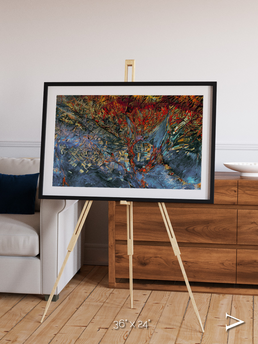 Geometric Fields, Eastern Kazakhstan Framed & Mounted Print