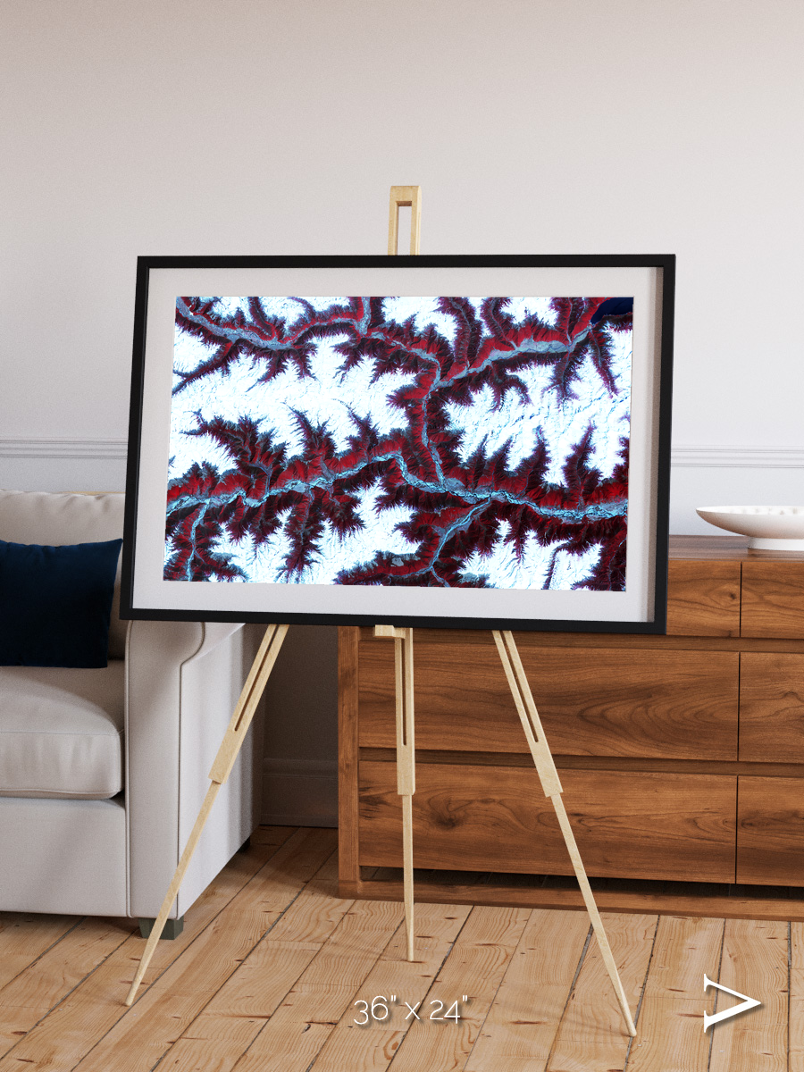 Ribbon River, Himalayas Framed & Mounted Print