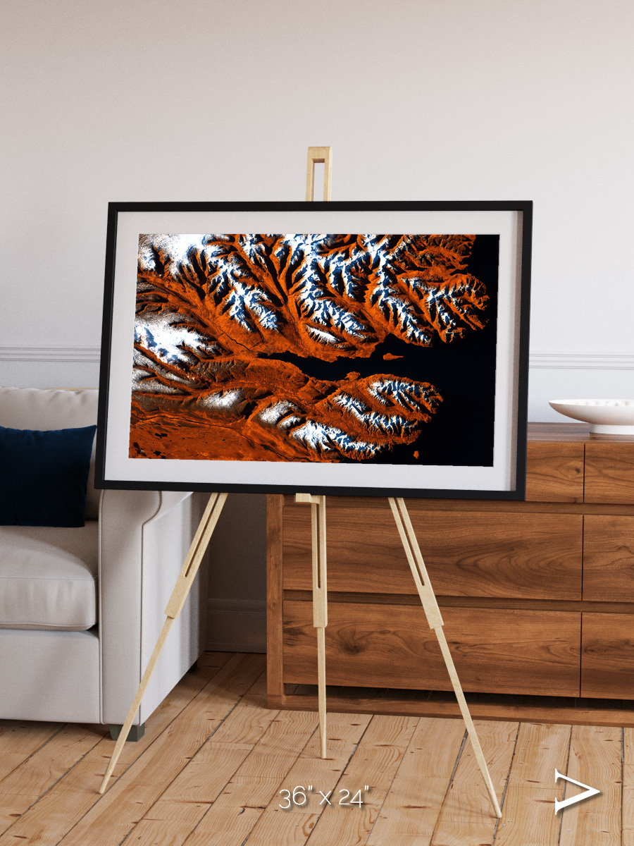 Striped Coast, Eyjafjörður Framed & Mounted Print