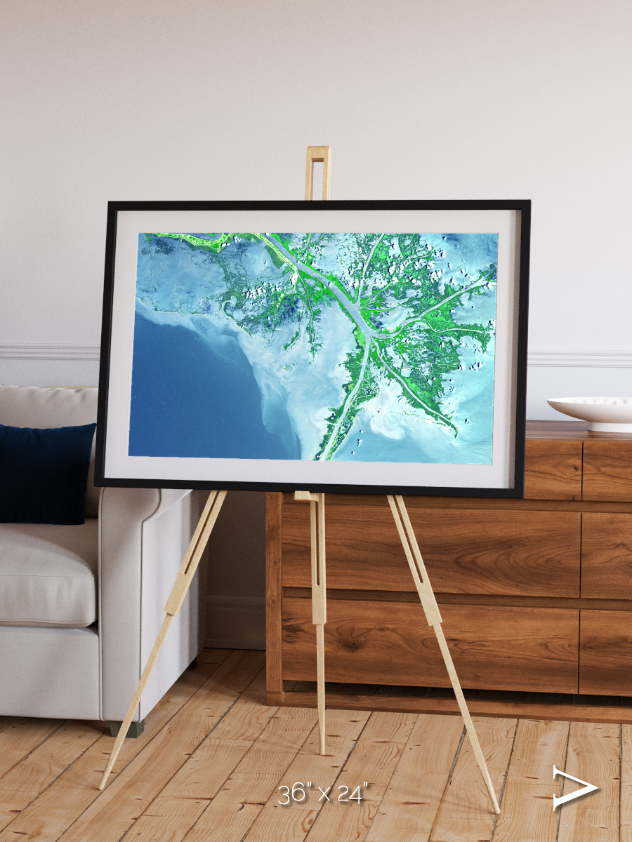 Arid Mosaic, Mississippi River Delta Framed & Mounted Print