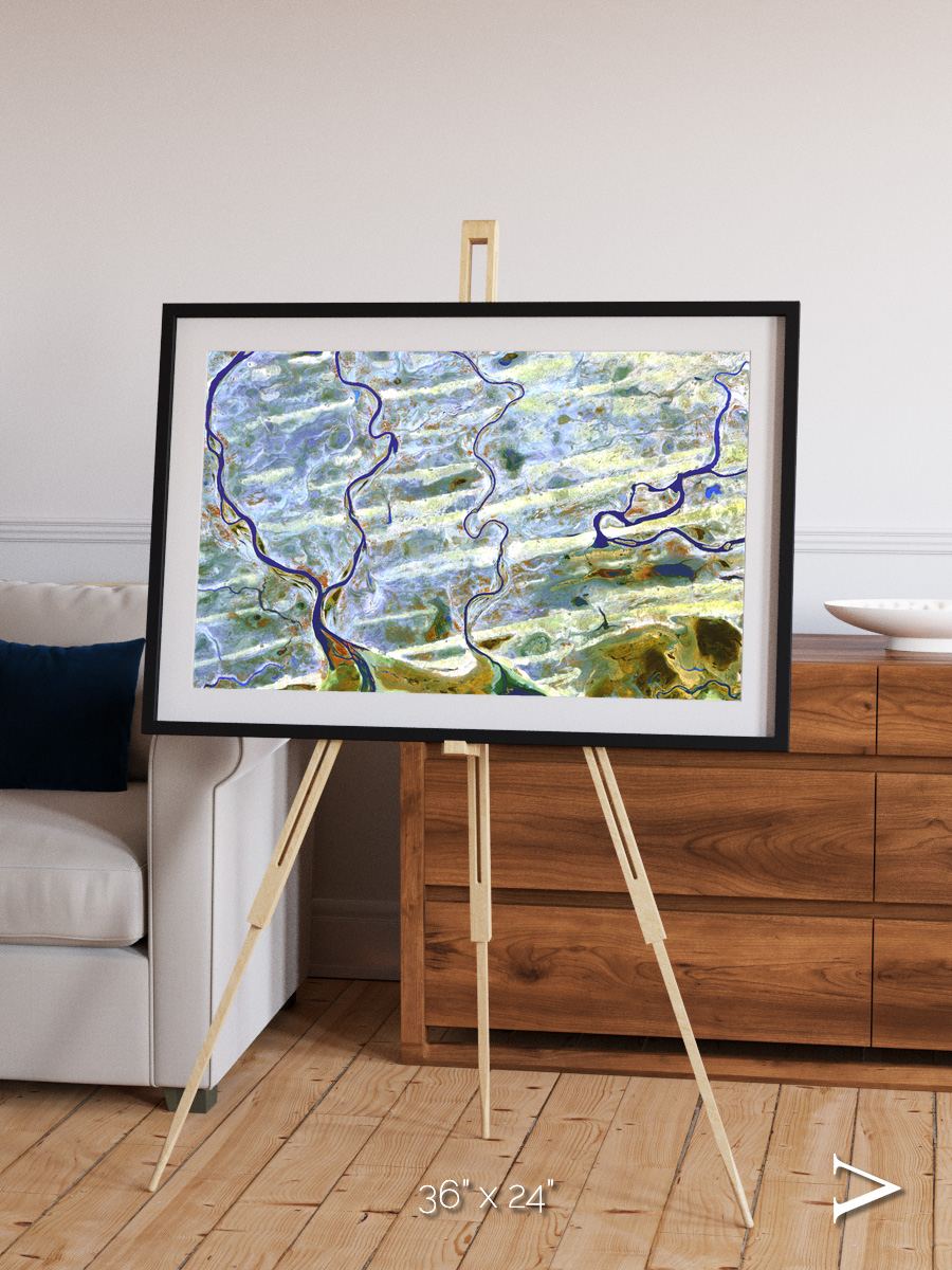 Islands in Blue, Niger River Framed & Mounted Print