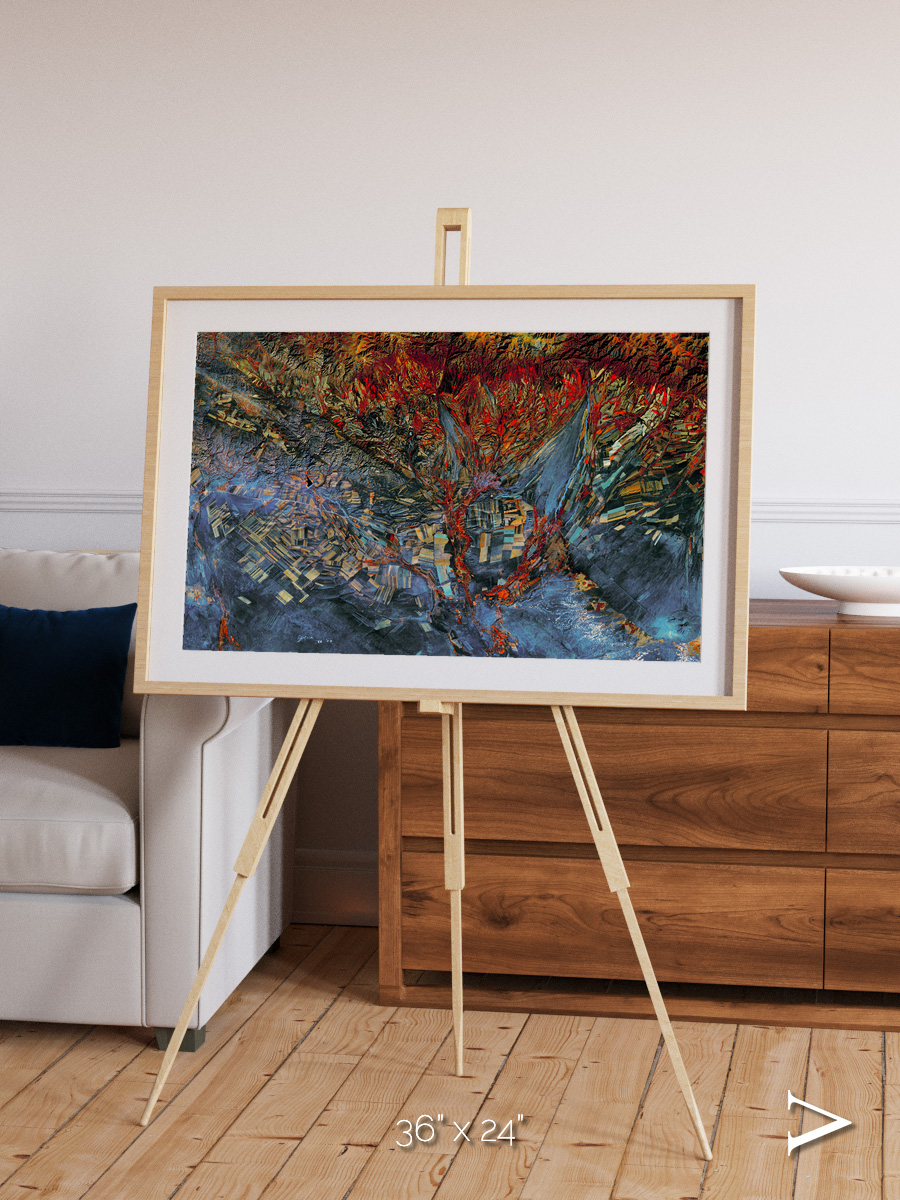 Geometric Fields, Eastern Kazakhstan Framed & Mounted Print