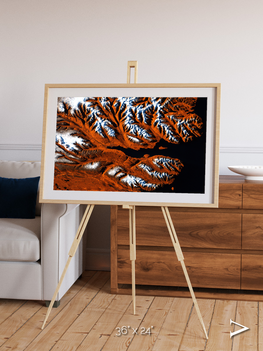 Striped Coast, Eyjafjörður Framed & Mounted Print