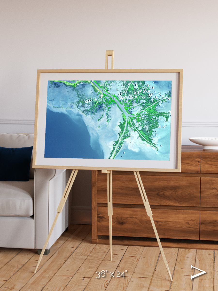 Arid Mosaic, Mississippi River Delta Framed & Mounted Print
