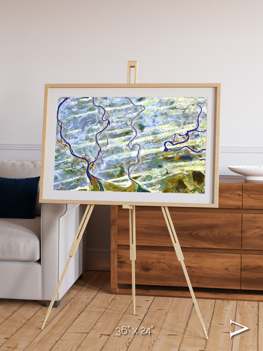 Islands in Blue, Niger River Framed & Mounted Print