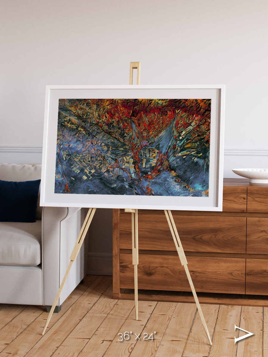 Geometric Fields, Eastern Kazakhstan Framed & Mounted Print