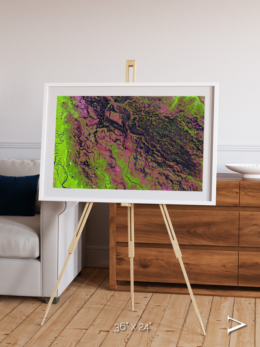 Channel Lines, Demini River Framed & Mounted Print