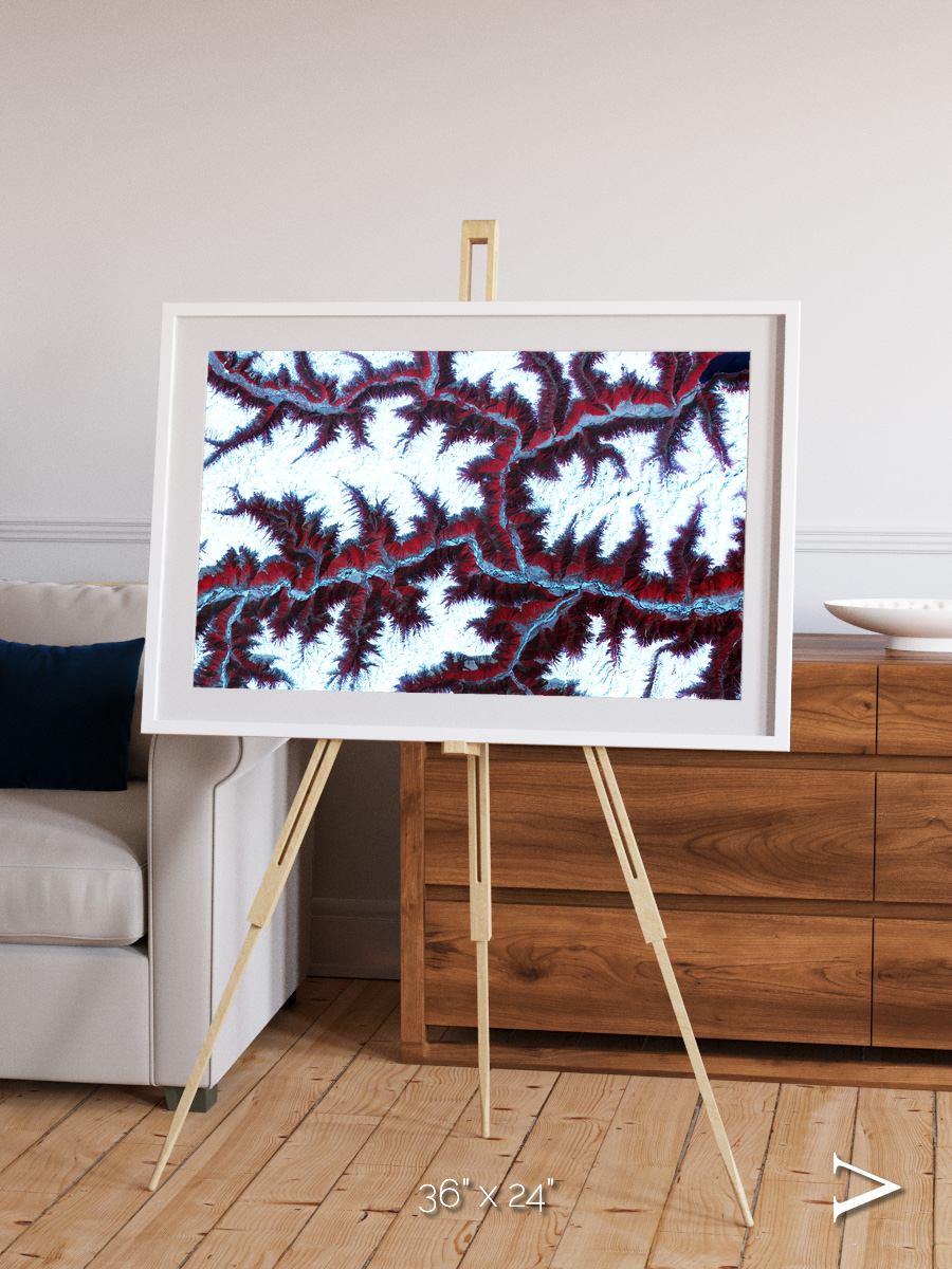 Ribbon River, Himalayas Framed & Mounted Print