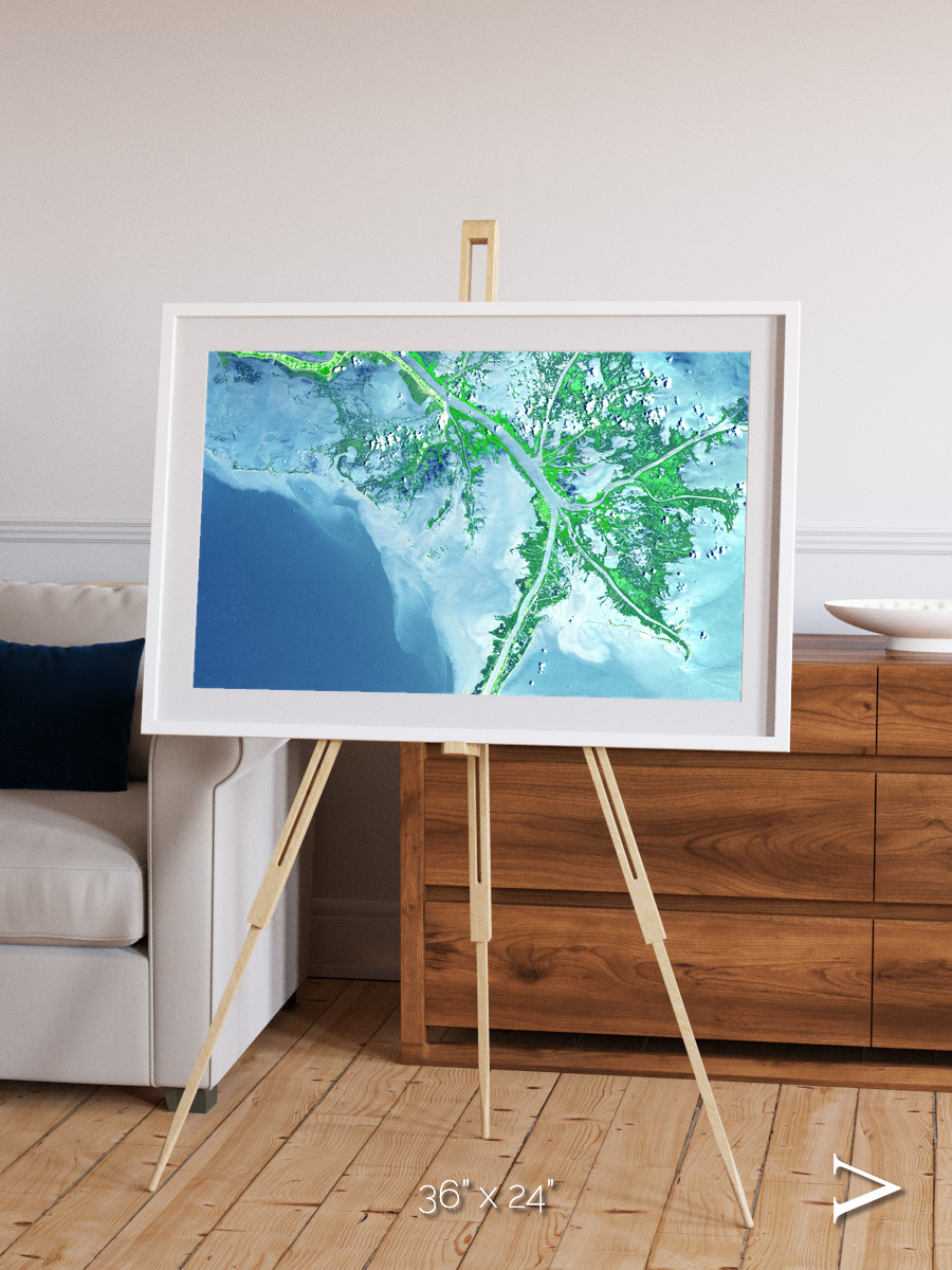 Arid Mosaic, Mississippi River Delta Framed & Mounted Print