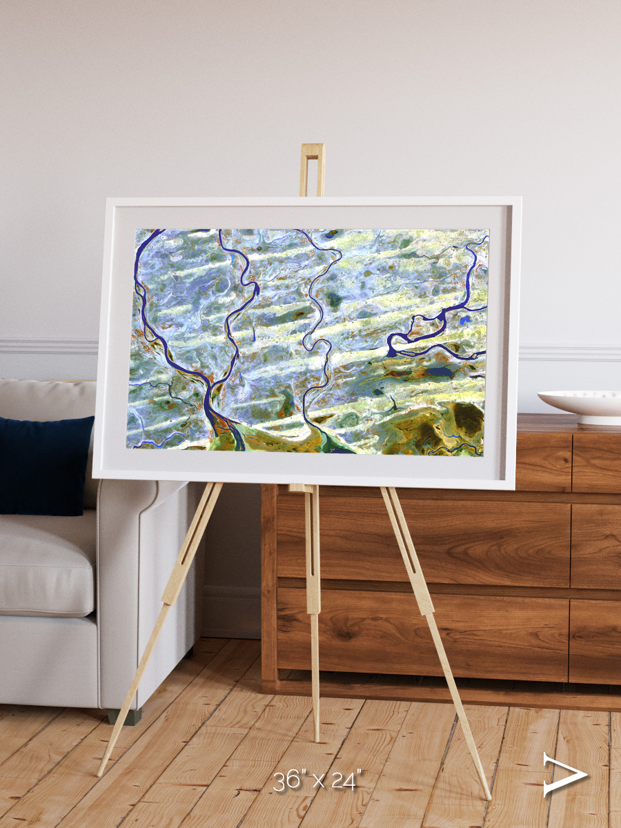 Islands in Blue, Niger River Framed & Mounted Print