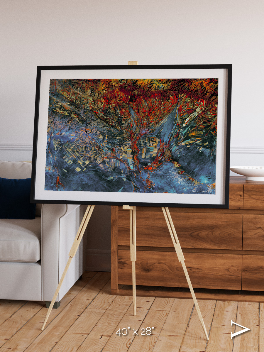 Geometric Fields, Eastern Kazakhstan Framed & Mounted Print