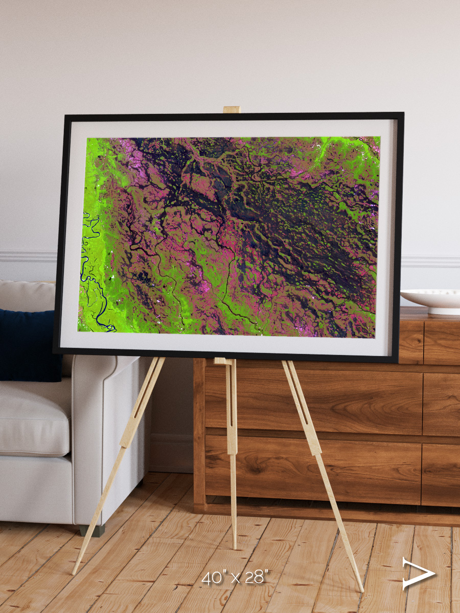 Channel Lines, Demini River Framed & Mounted Print