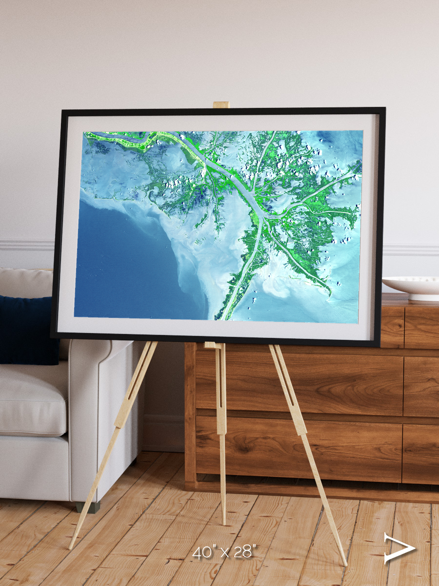 Arid Mosaic, Mississippi River Delta Framed & Mounted Print