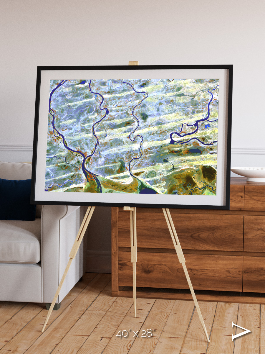 Islands in Blue, Niger River Framed & Mounted Print