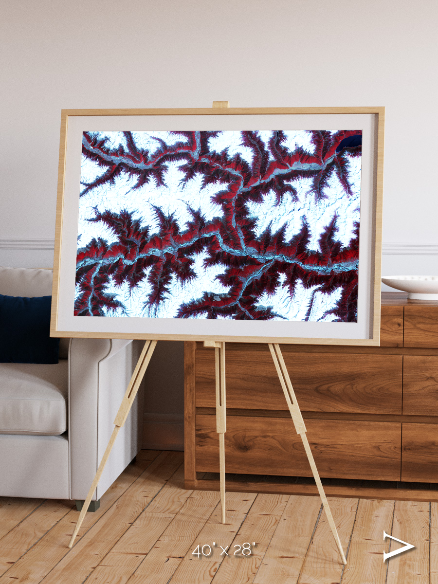 Ribbon River, Himalayas Framed & Mounted Print