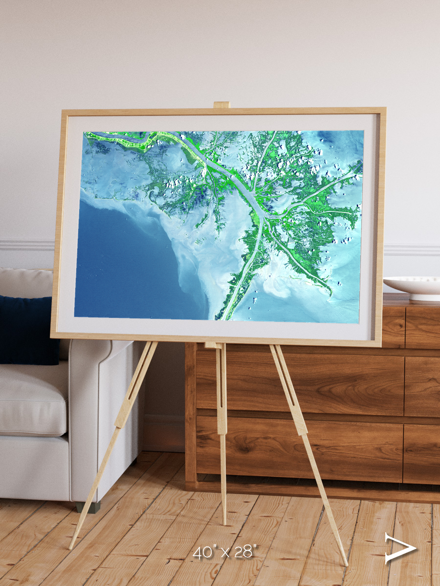 Arid Mosaic, Mississippi River Delta Framed & Mounted Print