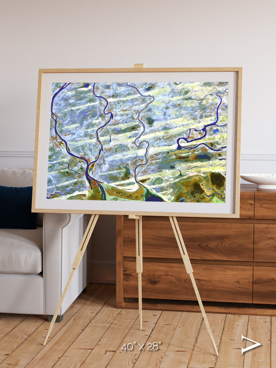 Islands in Blue, Niger River Framed & Mounted Print