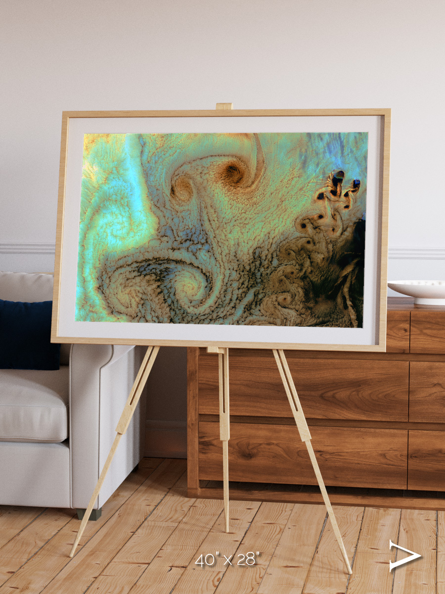 Atmospheric Patterns, Von Karman Vortices Framed & Mounted Print