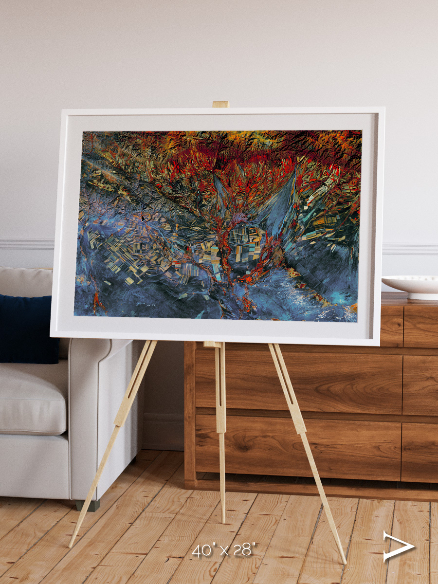 Geometric Fields, Eastern Kazakhstan Framed & Mounted Print