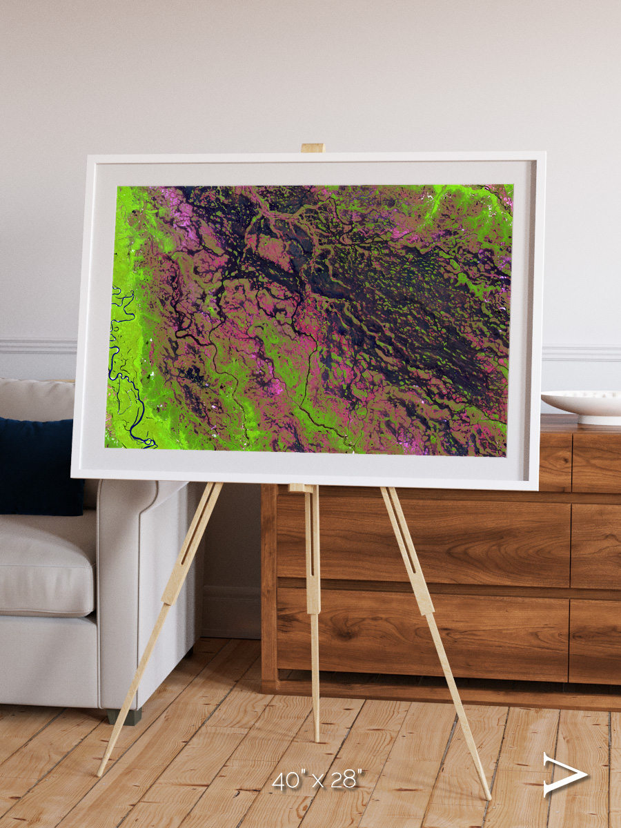 Channel Lines, Demini River Framed & Mounted Print