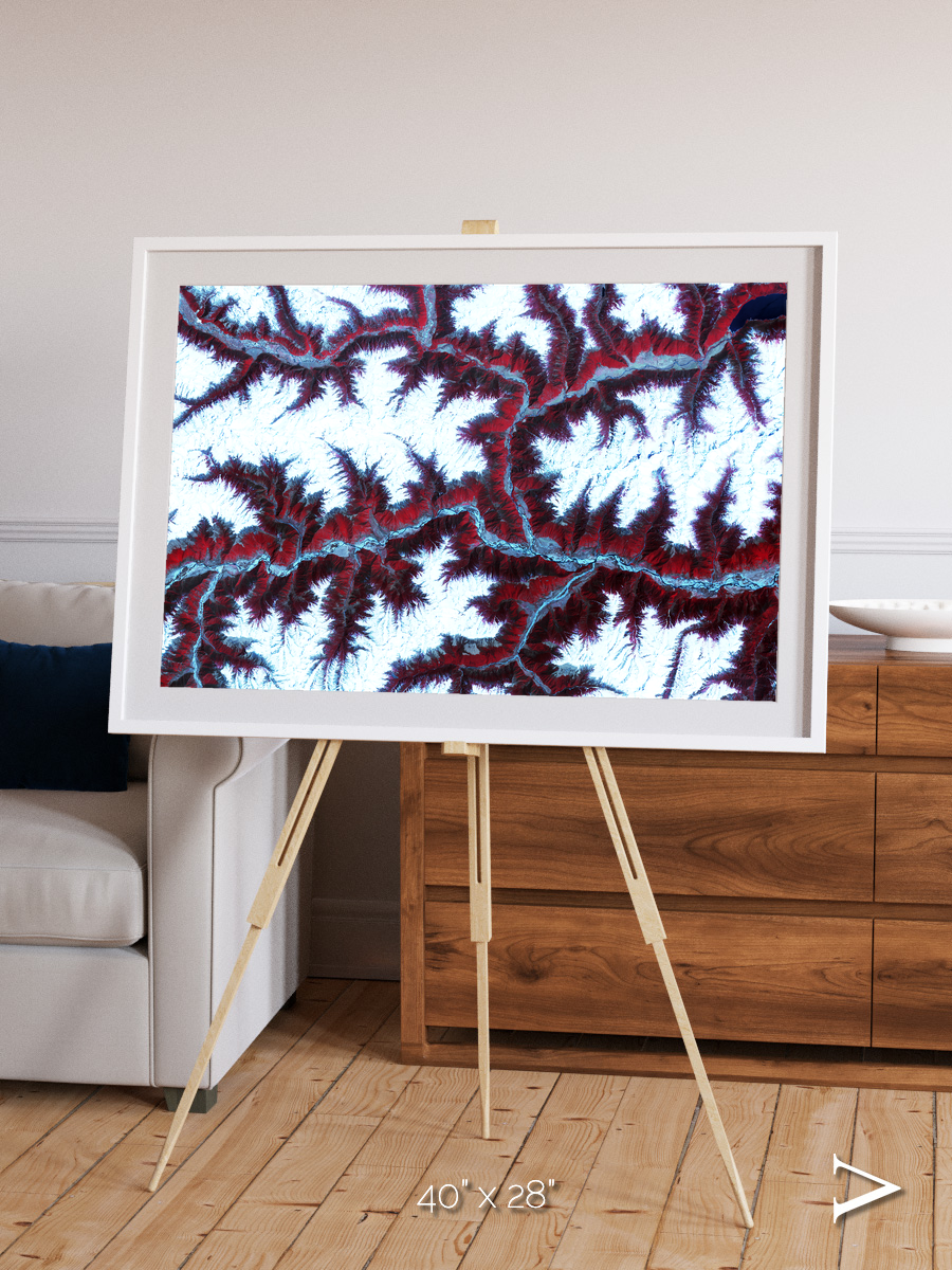 Ribbon River, Himalayas Framed & Mounted Print