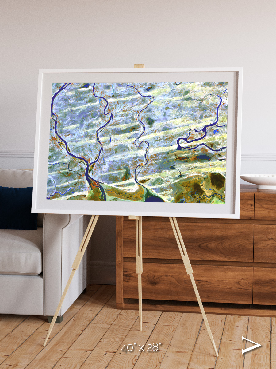 Islands in Blue, Niger River Framed & Mounted Print