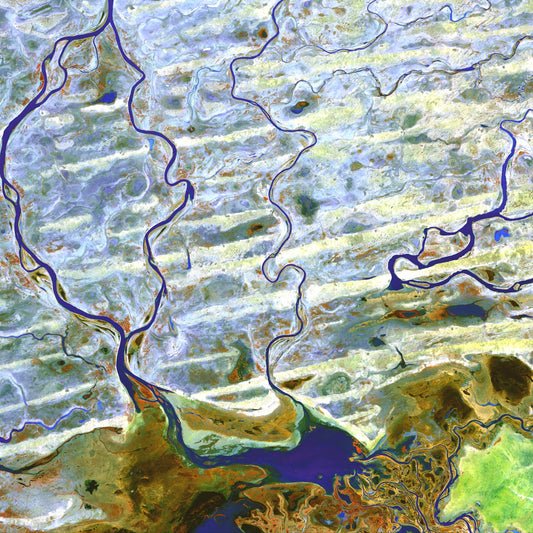 Islands in Blue, Niger River Framed & Mounted Print